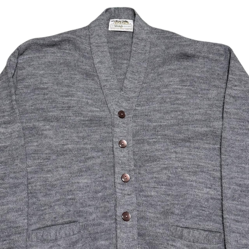 Vintage 80s 90s Anahurst 100% Acrylic Gray Cardigan Sweater Women’s XL‎ - Picture 2 of 4